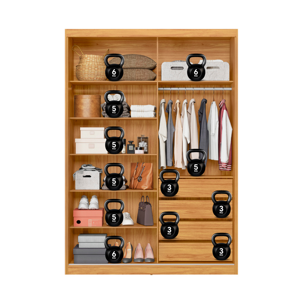 Guarda-Roupa Solteiro com Espelho Riva Flex 2 Portas 4 Gavetas Cinamomo e Off White