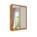 Guarda-Roupa Solteiro com Espelho Roma Flex 2 Portas 2 Gavetas Cinamomo e Off White