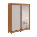 Guarda-Roupa Solteiro com Espelho Zeine com Pés 2 Portas 2 Gavetas Off White e Amêndoa