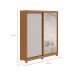 Guarda-Roupa Solteiro com Espelho Zeine com Pés 2 Portas 2 Gavetas Off White e Amêndoa
