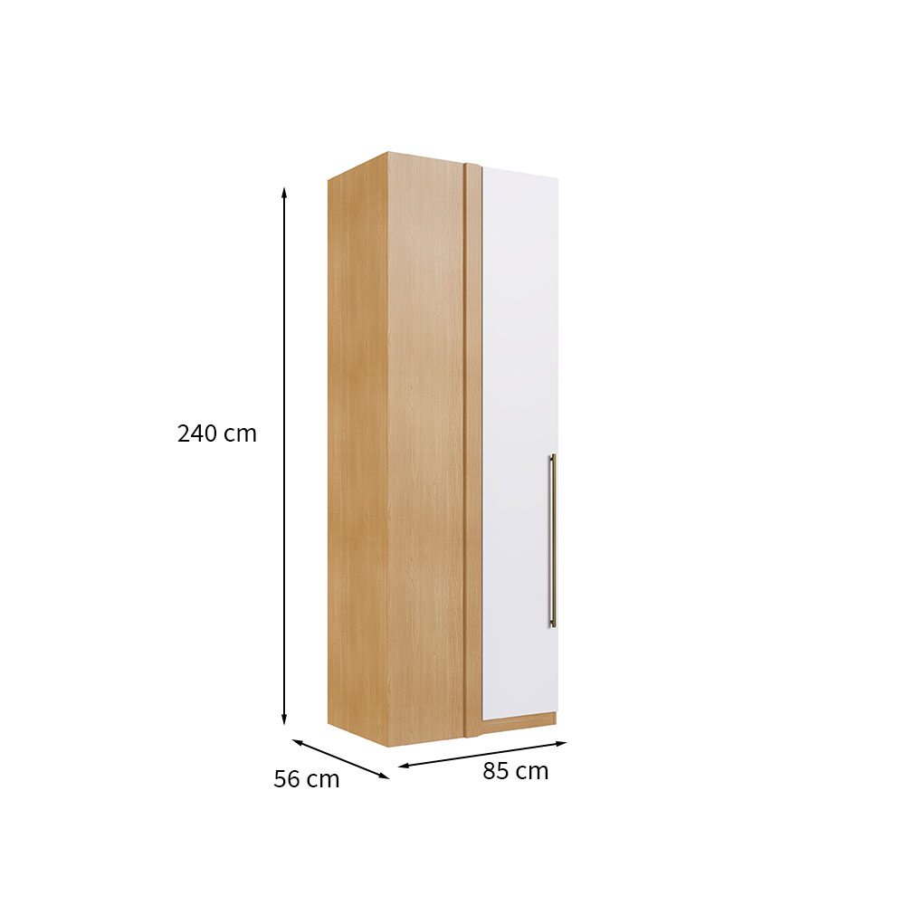 Guarda-Roupa de Canto Solteiro Infinity 1 Porta Branco e Savana