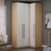 Guarda-Roupa de Canto Solteiro Infinity 3 PT 2 GV Branco e Savana