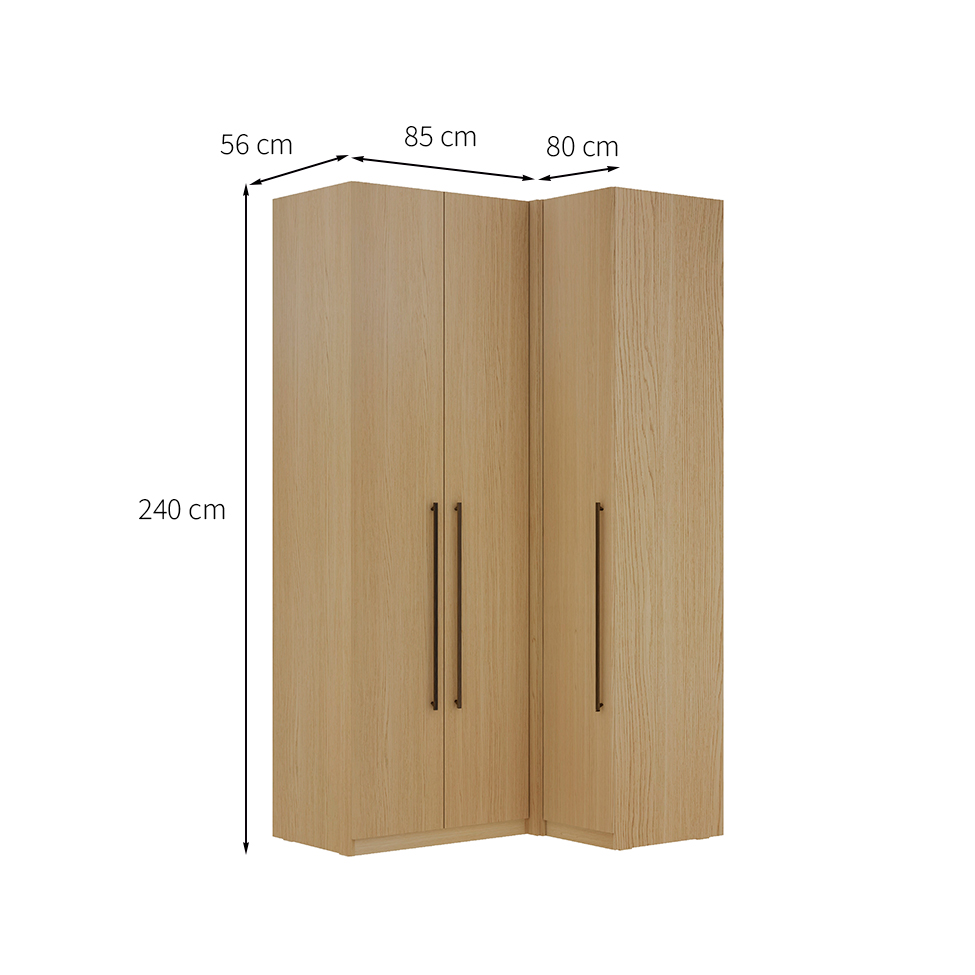 Guarda-Roupa de Canto Solteiro Infinity 3 Portas 2 Gavetas Savana