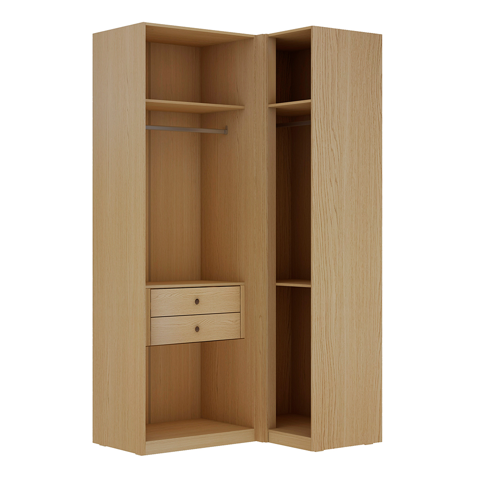 Guarda-Roupa de Canto Solteiro Infinity 3 Portas 2 Gavetas Savana