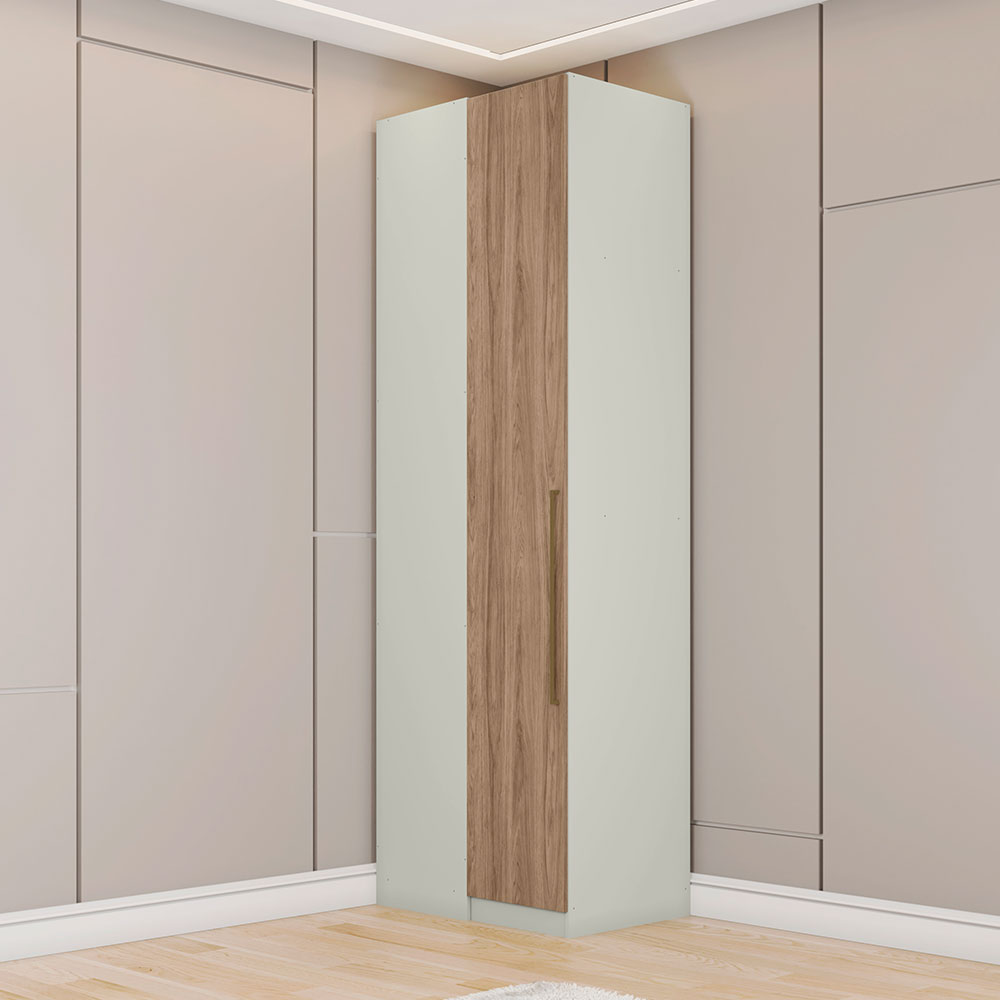 Guarda-Roupa de Canto Solteiro Seletto 1 PT Areia e Jequitibá