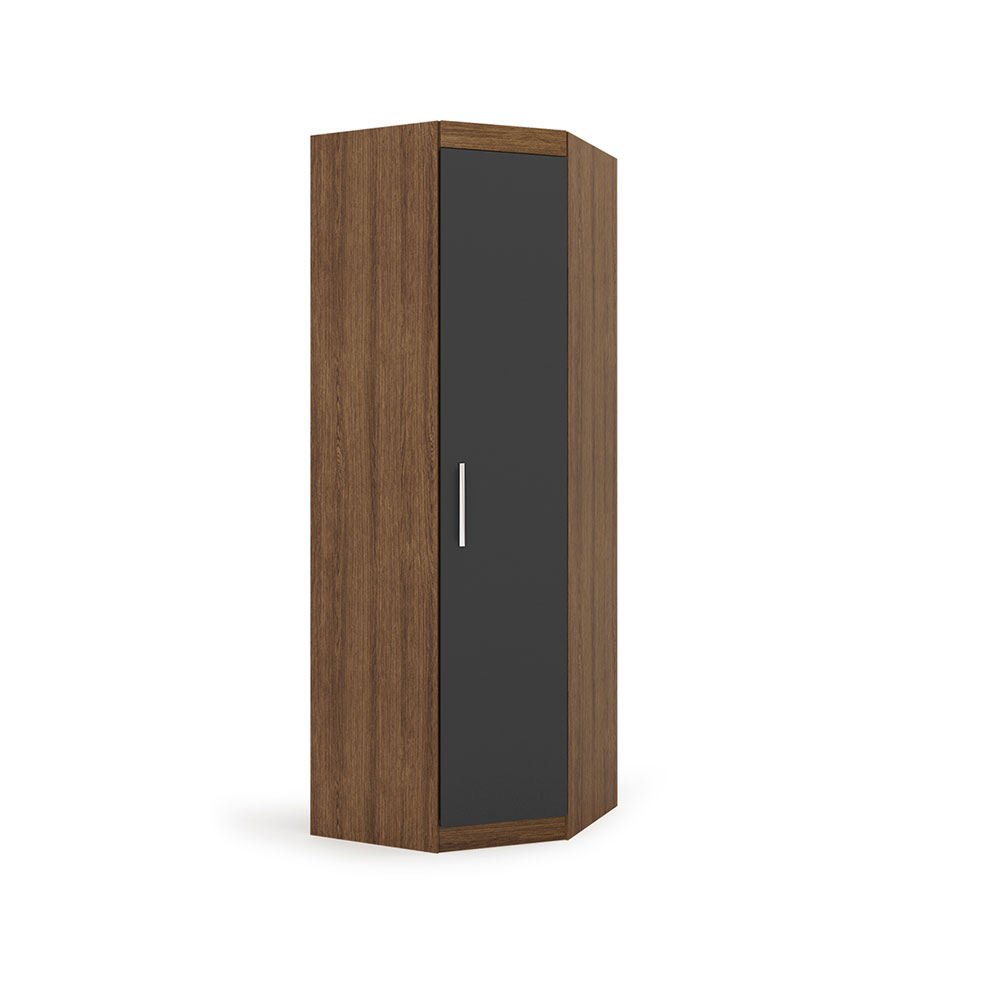 Gurada-Roupa Modulado de Canto Gênova 1 Porta Ipê Wood e Grafite