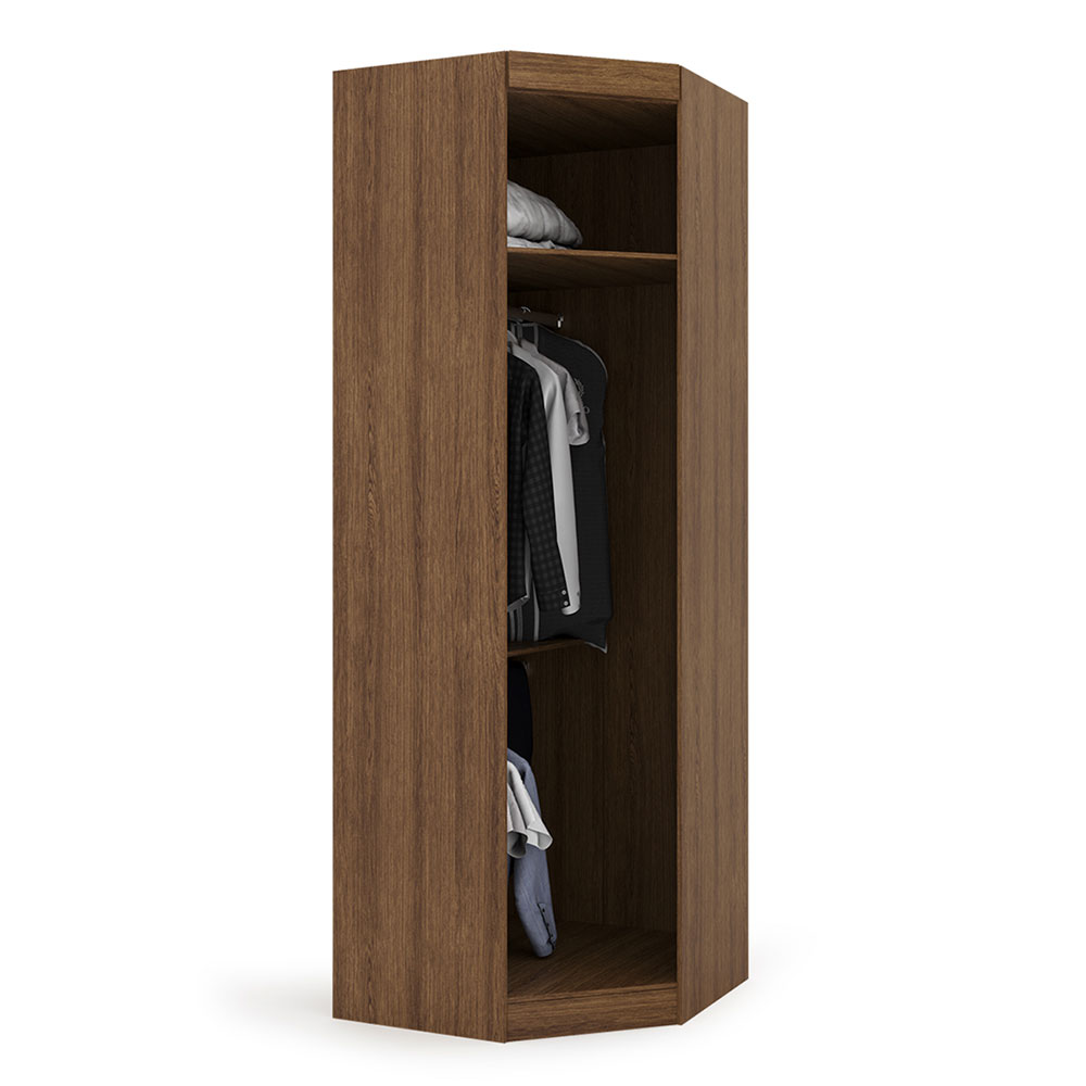 Gurada-Roupa Modulado de Canto Gênova 1 Porta Ipê Wood e Grafite