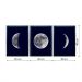 Kit com 3 Quadros Contemporâneo Fases da Lua sem Vidro Colorido