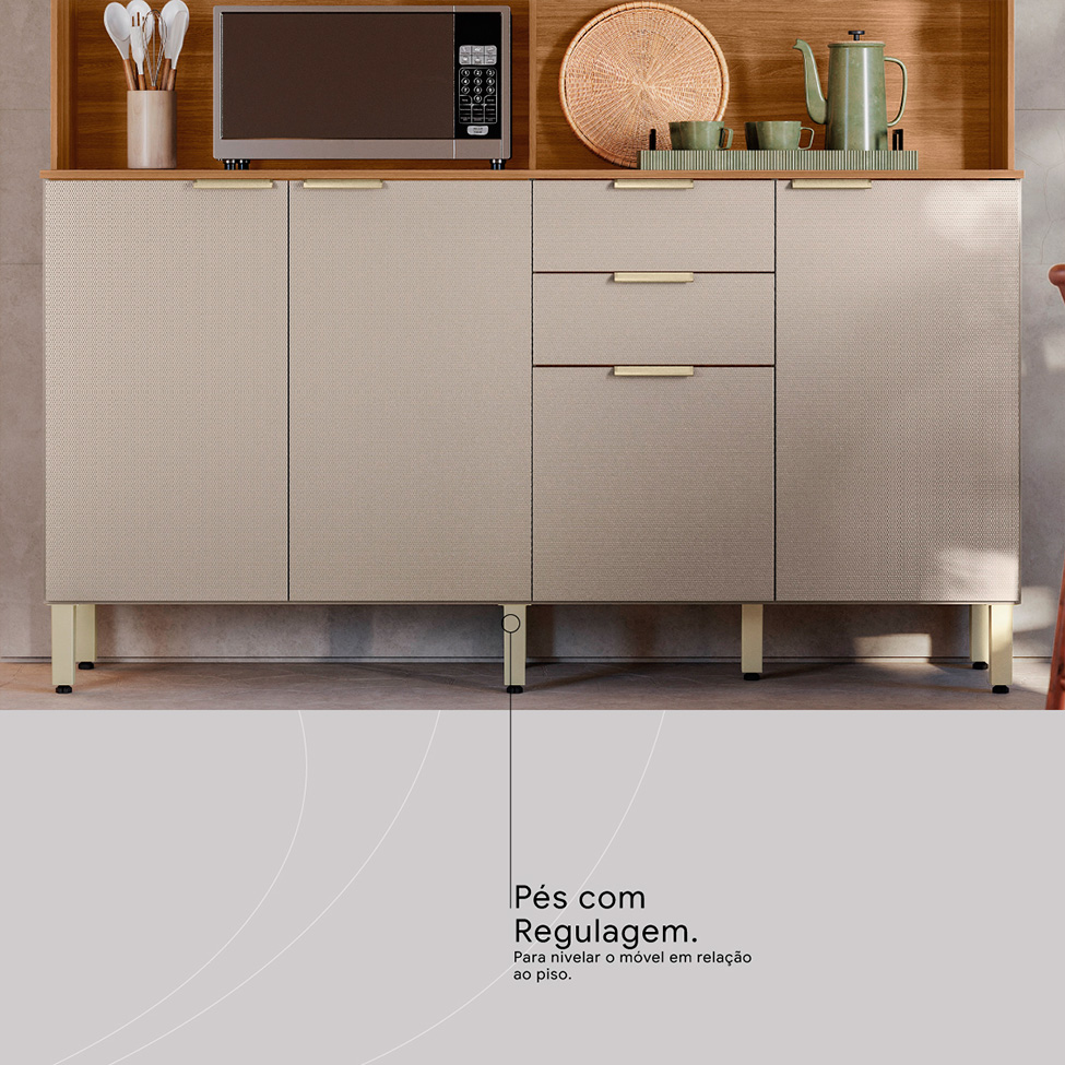 Kit de Cozinha Conde 7 Portas 2 Gavetas Amendola e Nude