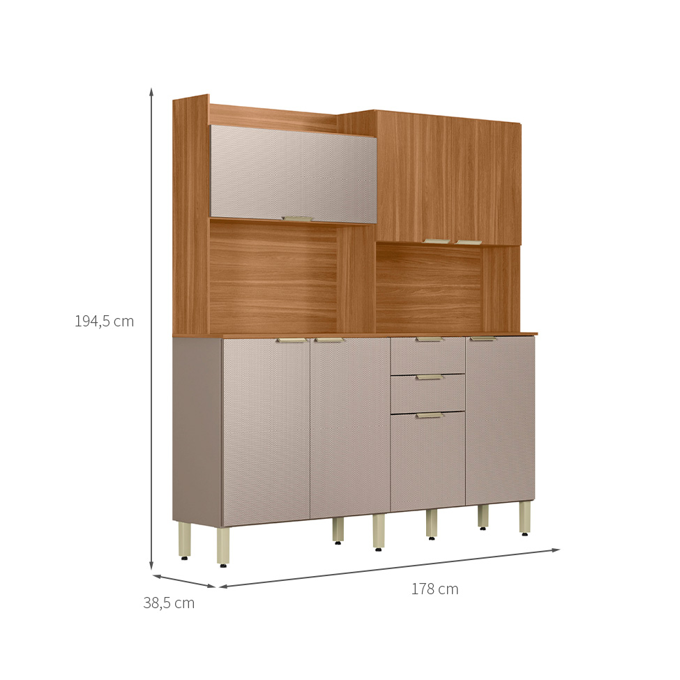 Kit de Cozinha Conde 7 Portas 2 Gavetas Amendola e Nude