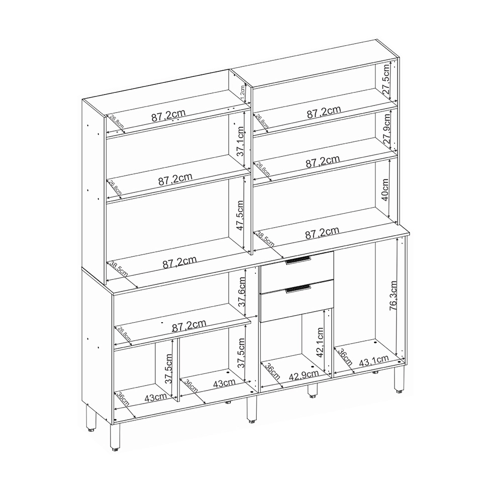 Kit de Cozinha Conde 7 Portas 2 Gavetas Amendola e Nude