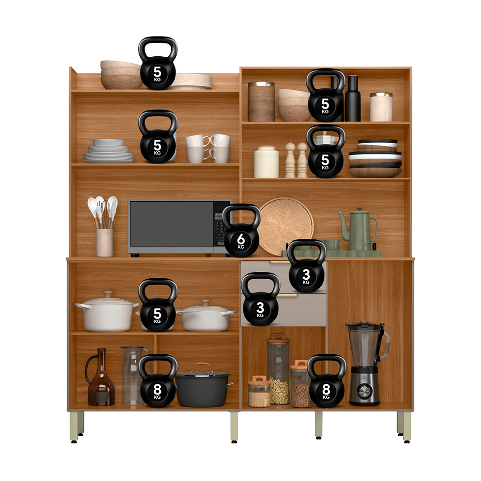 Kit de Cozinha Conde 7 Portas 2 Gavetas Amendola e Nude