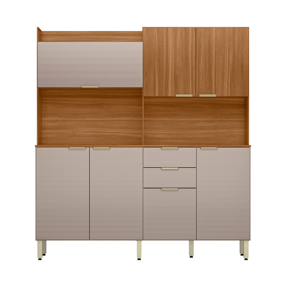 Kit de Cozinha Conde 7 Portas 2 Gavetas Amendola e Nude