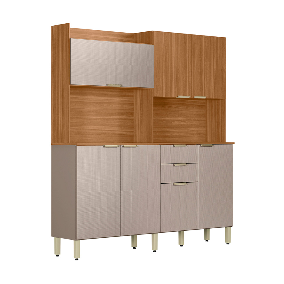 Kit de Cozinha Conde 7 Portas 2 Gavetas Amendola e Nude