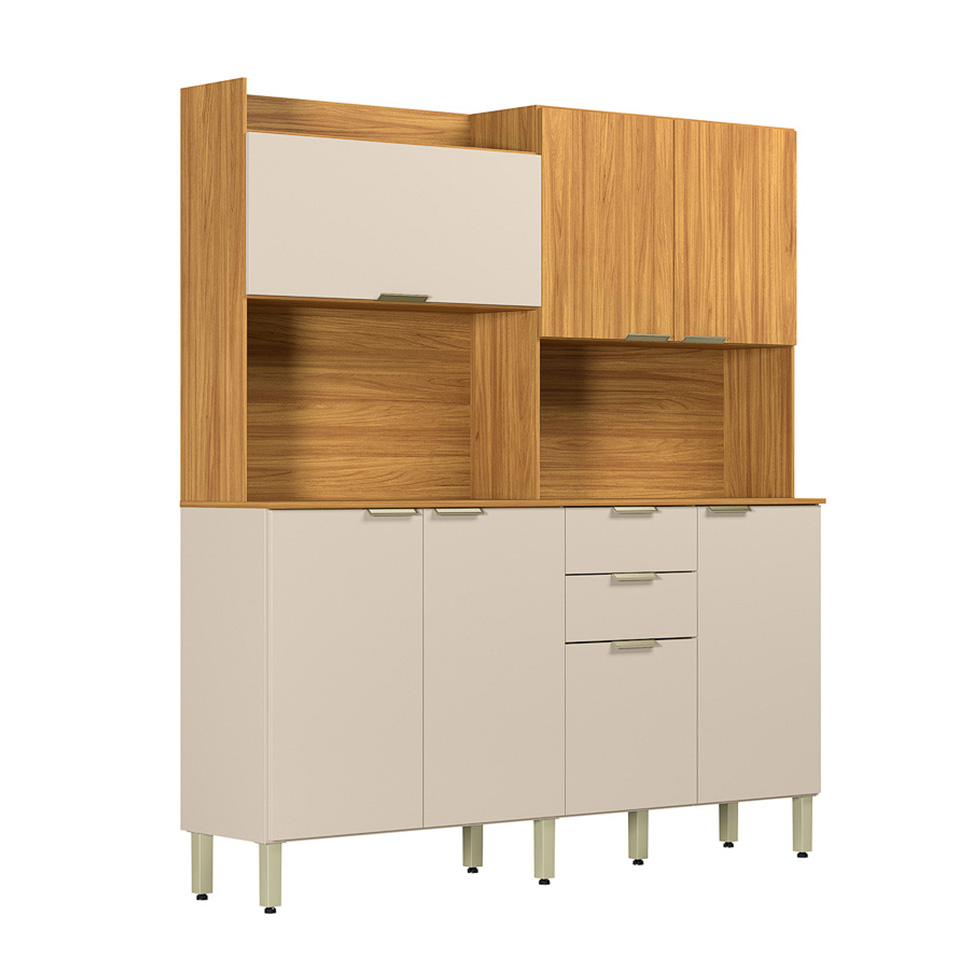 Kit de Cozinha Conde 7 Portas 2 Gavetas Cinamon e Off White