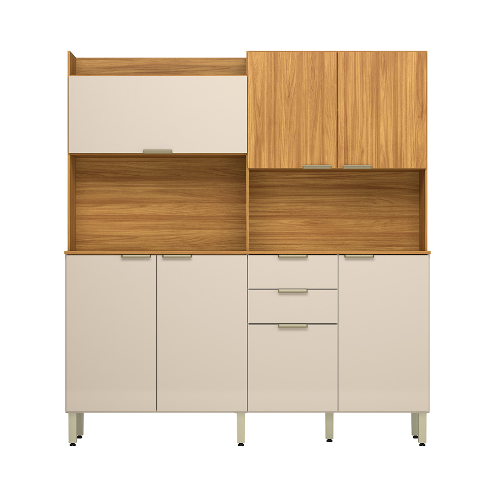 Kit de Cozinha Conde 7 Portas 2 Gavetas Cinamon e Off White