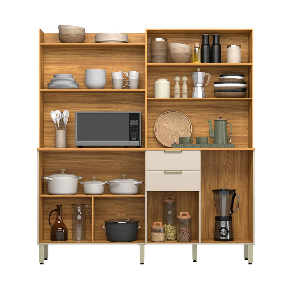 Kit de Cozinha Conde 7 Portas 2 Gavetas Cinamon e Off White