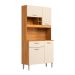 Kit de Cozinha Malta 4 Portas 1 Gaveta Off White e Cinamomo