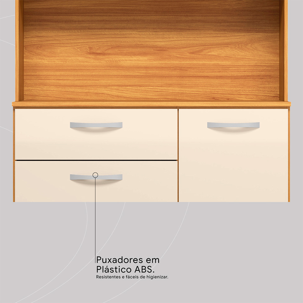 Kit de Cozinha Malta 4 Portas 1 Gaveta Off White e Cinamomo