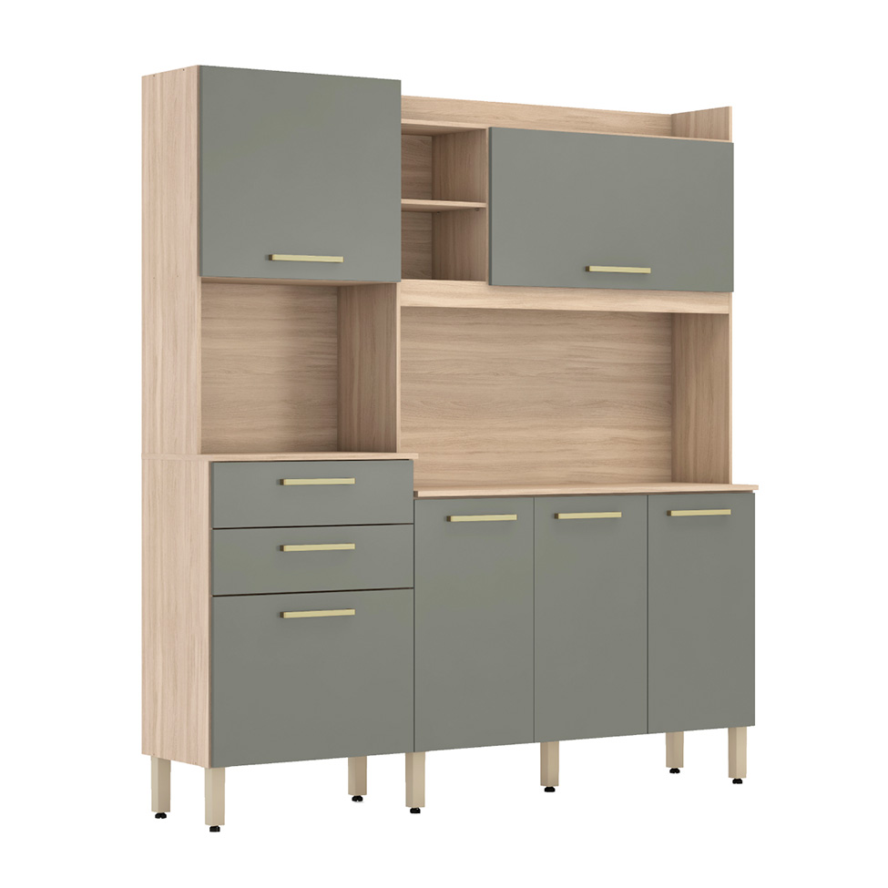 Kit de Cozinha Select 6 Portas 2 Gavetas Avena e Menta