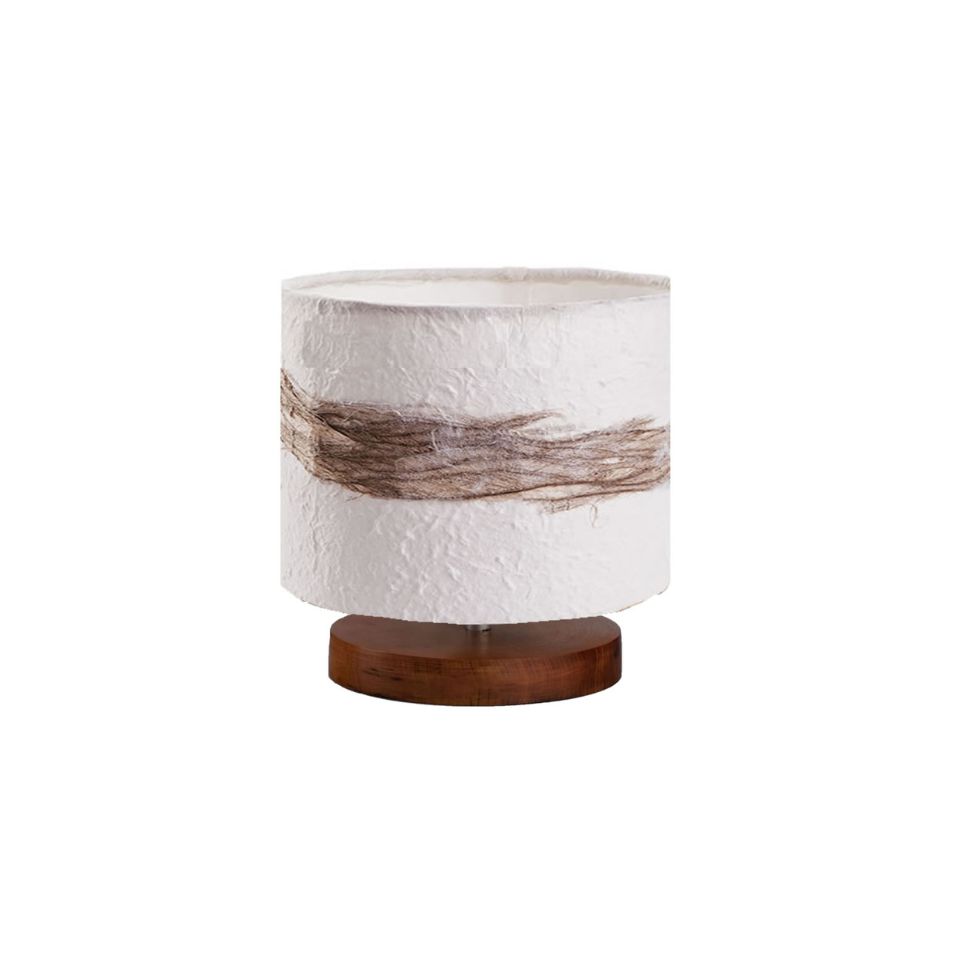 Luminária Natural Raiz Papel de Fibras Branca e Marrom 18 cm