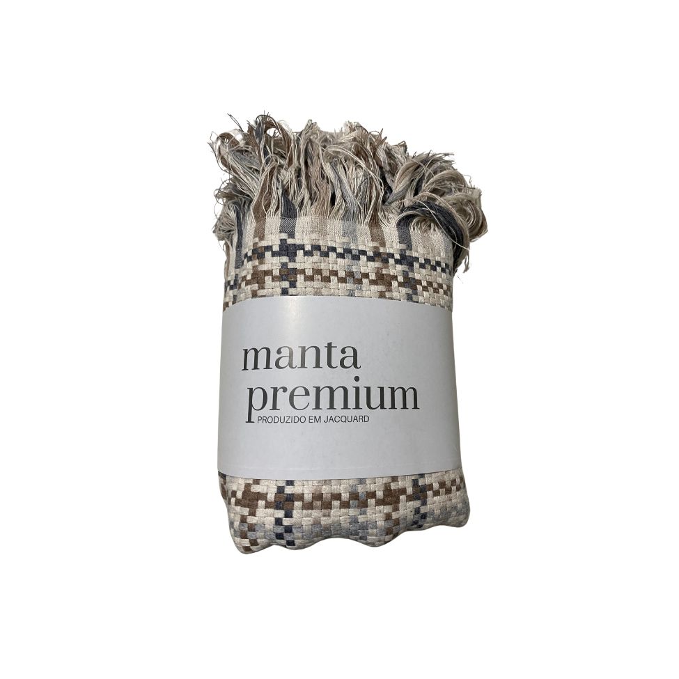Manta Decorativa Vicky Marrom e Bege 140x140 cm