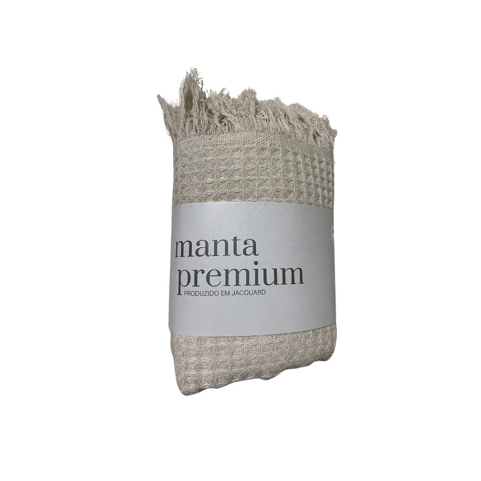 Manta Decorativa Waffle Bege Claro 140x140 cm