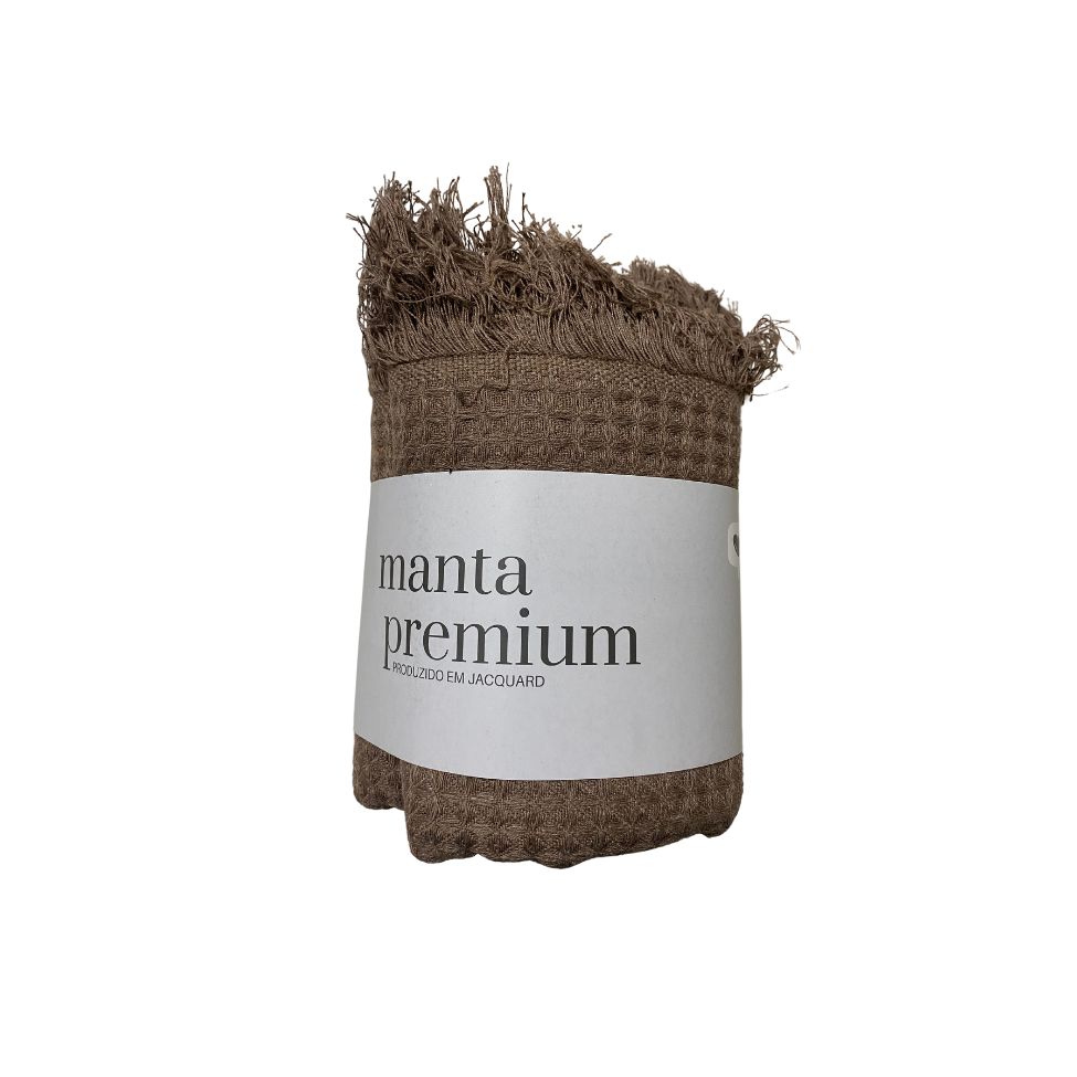 Manta Decorativa Waffle Marrom 140x140 cm