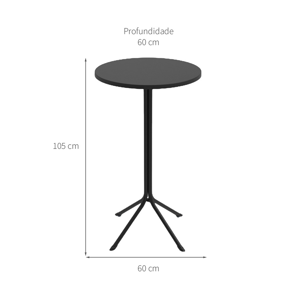 Mesa Bistrô Redonda Gávea Preta