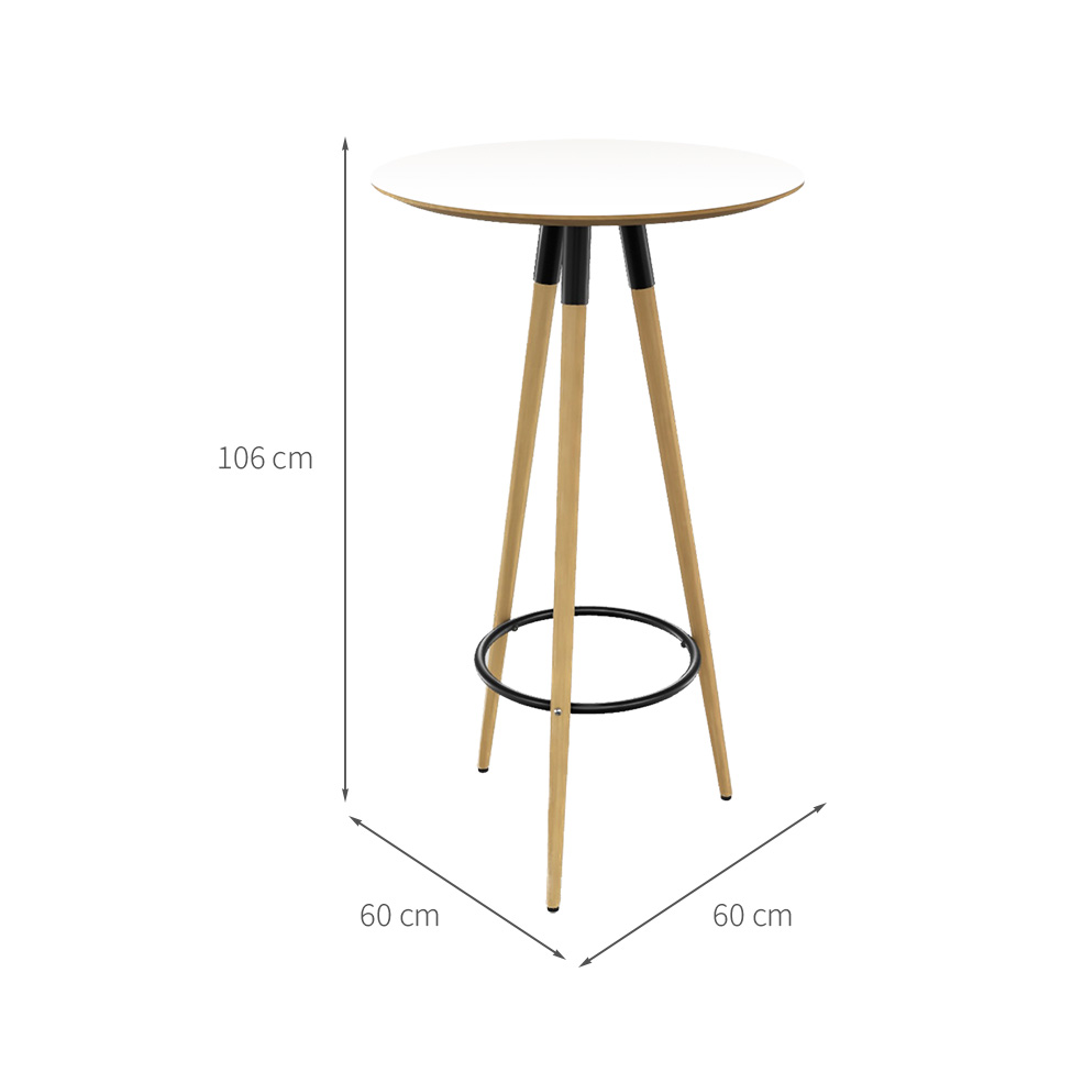 Mesa Bistrô Redonda com Tampo MDF Rio Branca 60 cm