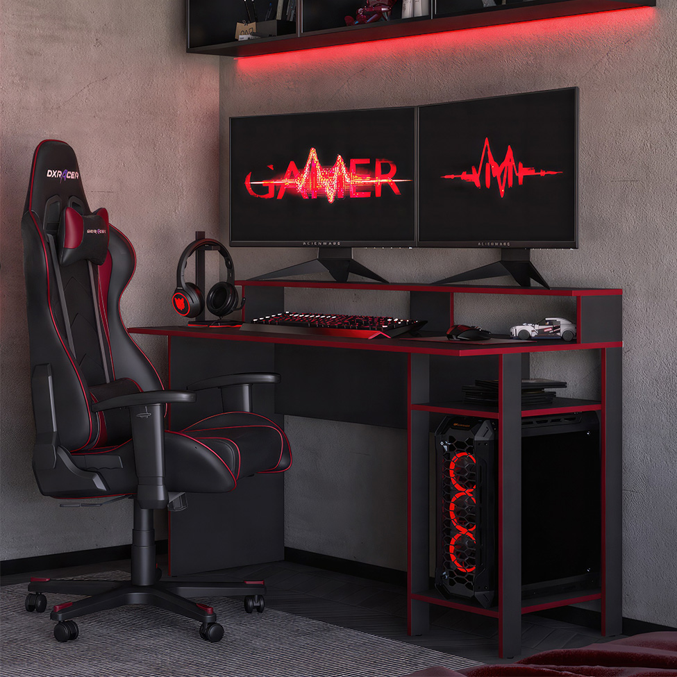 Mesa Gamer Eddie Vulcano e Vermelha