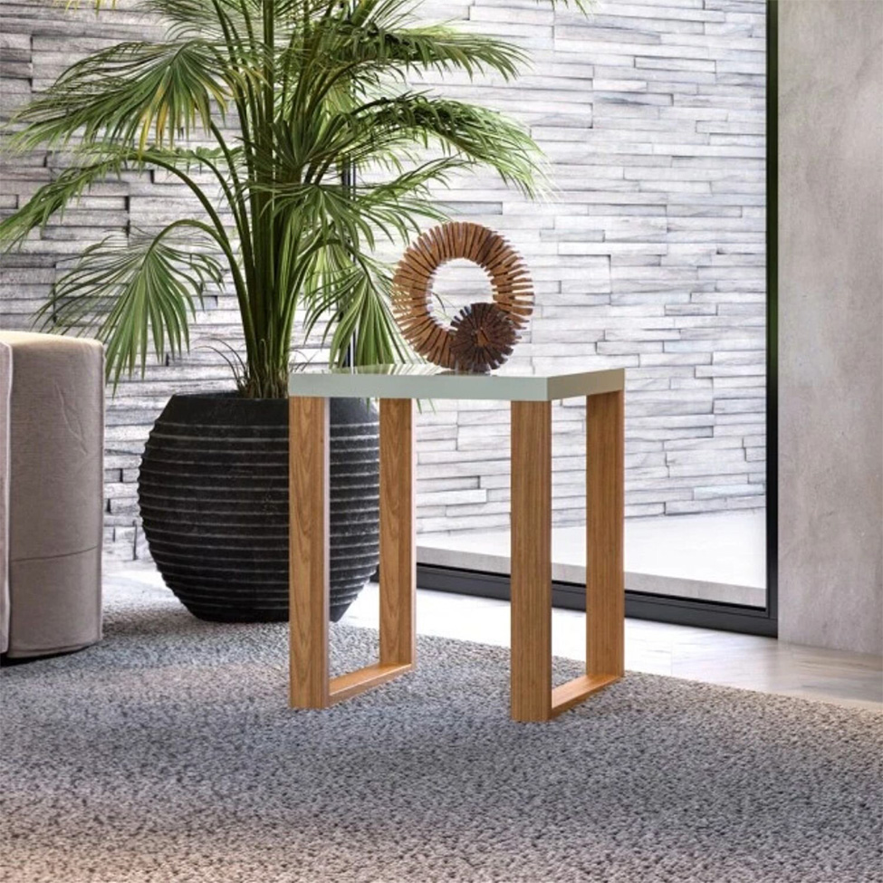 Mesa Lateral Lanes 100% MDF Off White e Freijó