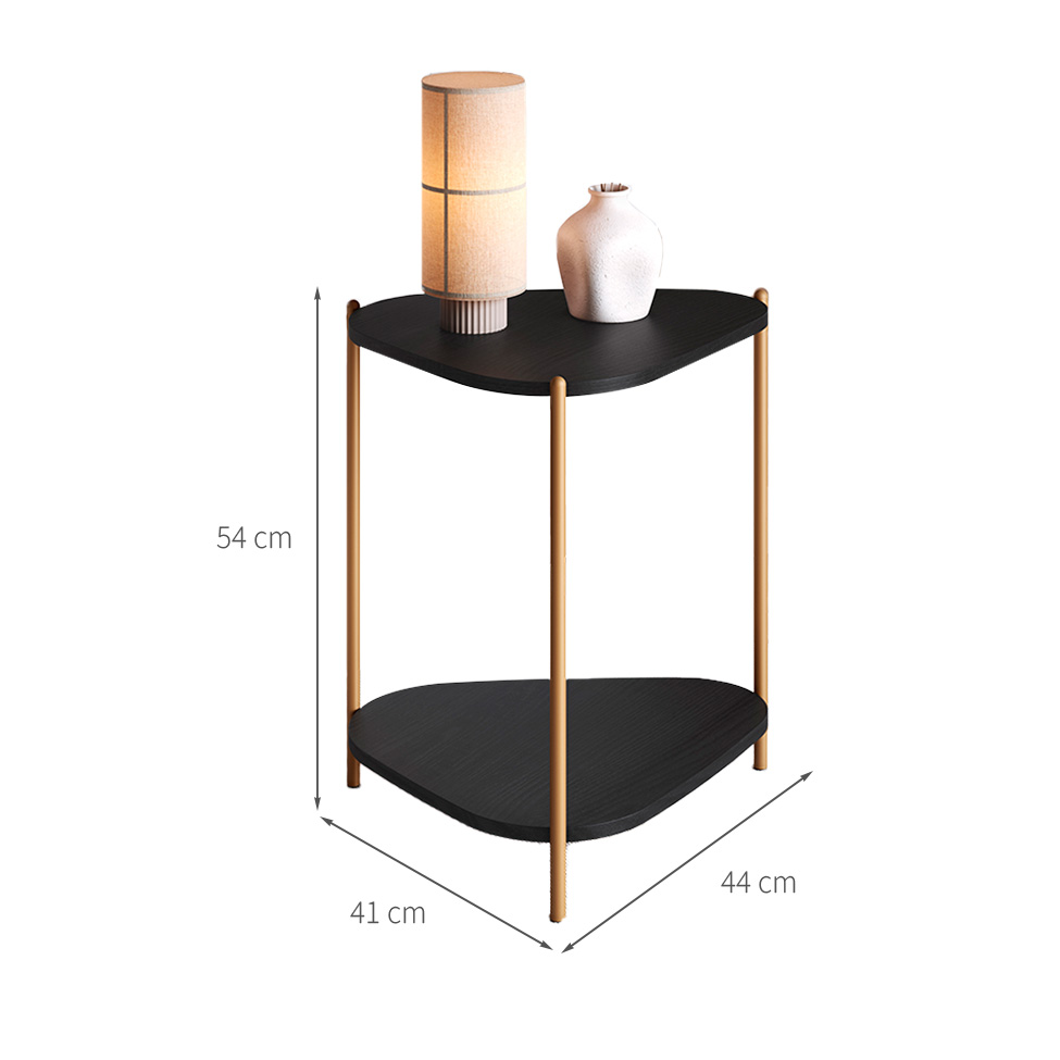 Mesa Lateral Orgânica Complementos Nero e Dourada 44 cm