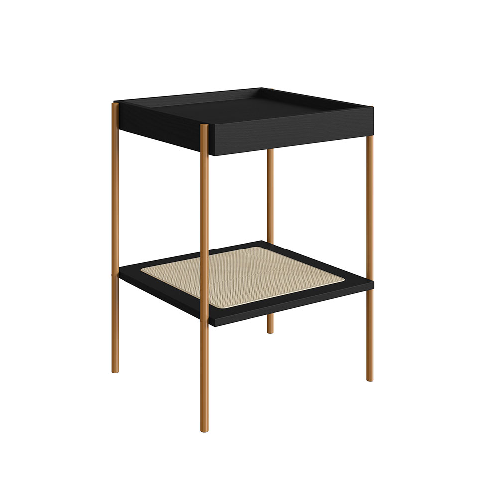 Mesa Lateral Quadrada Oslo Nero e Dourada