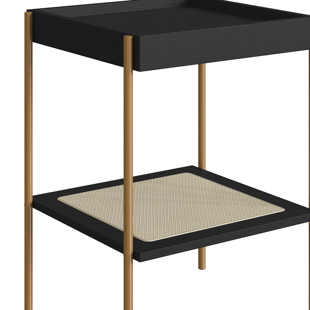 Mesa Lateral Quadrada Oslo Nero e Dourada