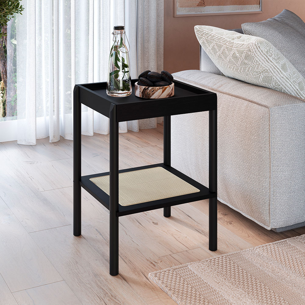 Mesa Lateral Quadrada Oslo Nero e Preta