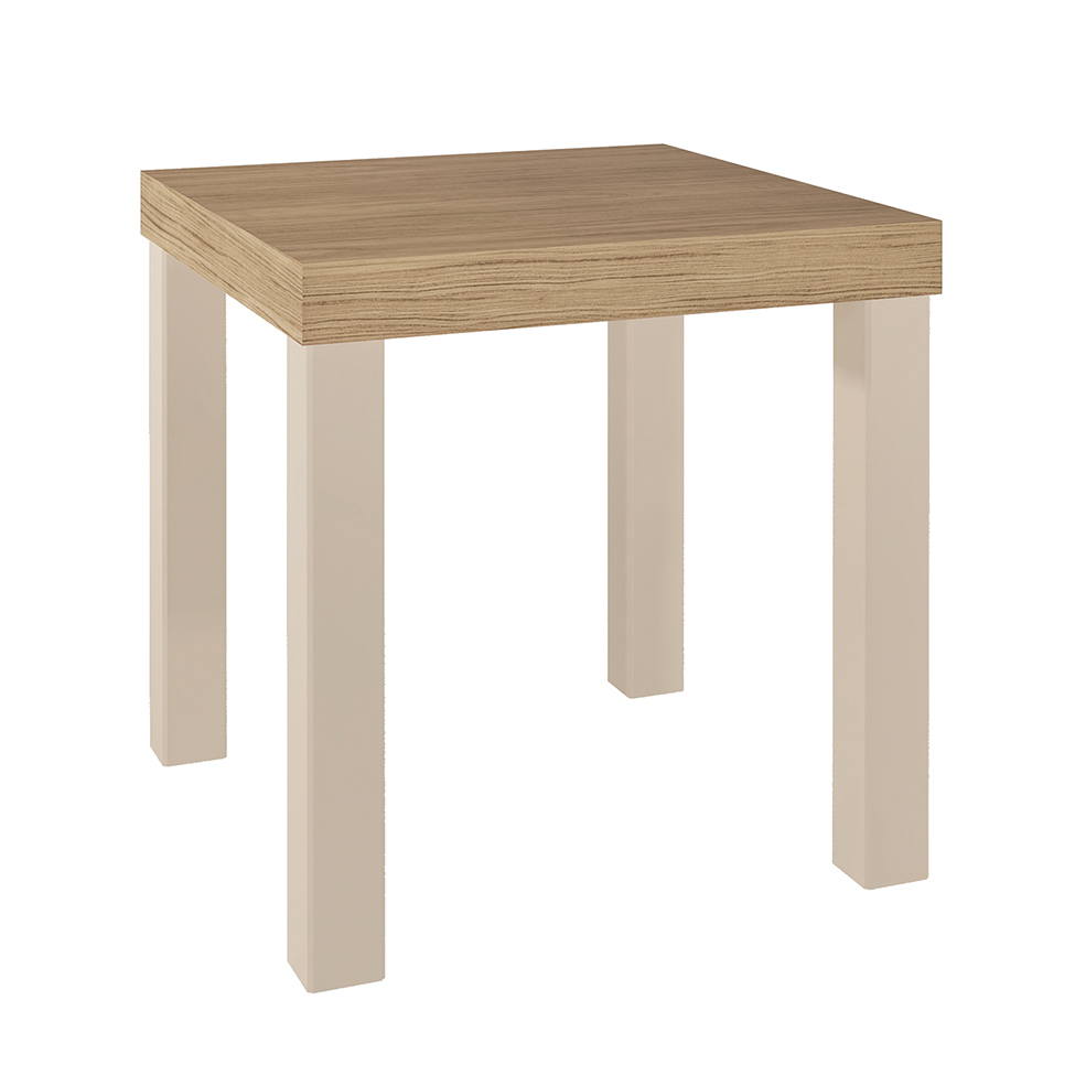 Mesa Lateral Quadrada UP Carvalho e Off White