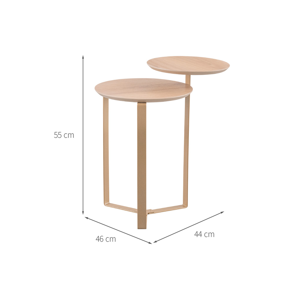 Mesa Lateral Redonda Complementos Hanover e Dourada 44 cm
