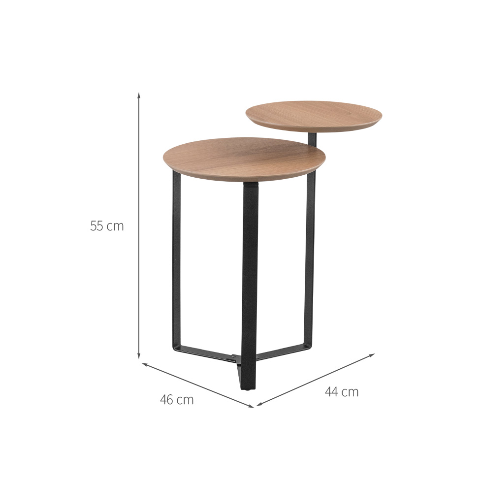 Mesa Lateral Redonda Complementos Hanover e Preta 44 cm
