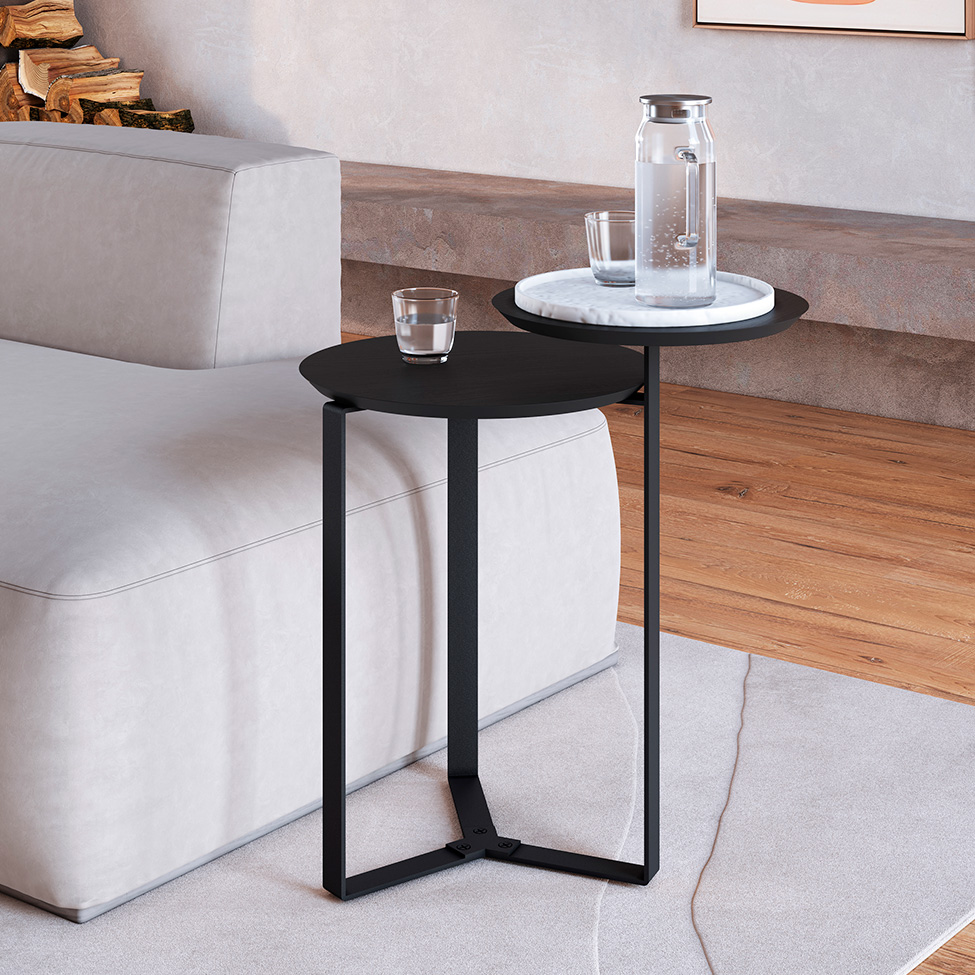Mesa Lateral Redonda Complementos Nero 44 cm