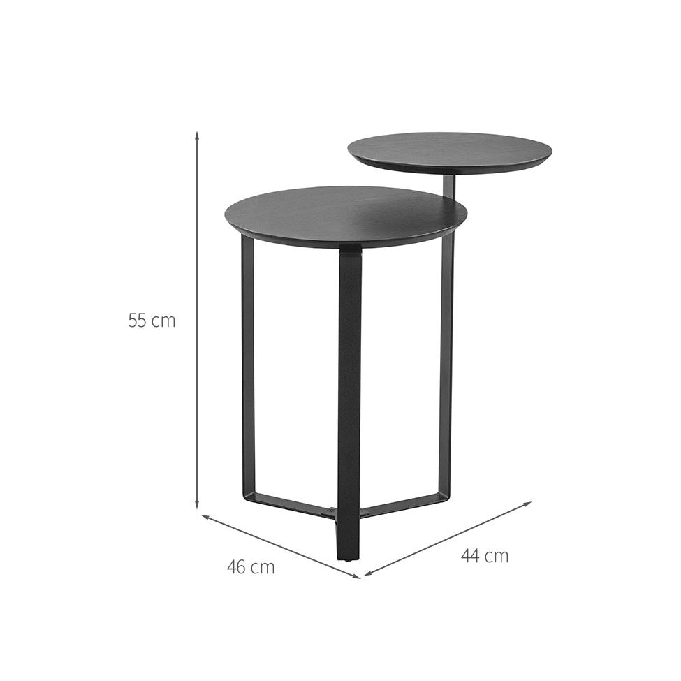 Mesa Lateral Redonda Complementos Nero 44 cm