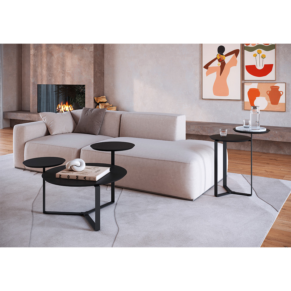 Mesa Lateral Redonda Complementos Nero 44 cm