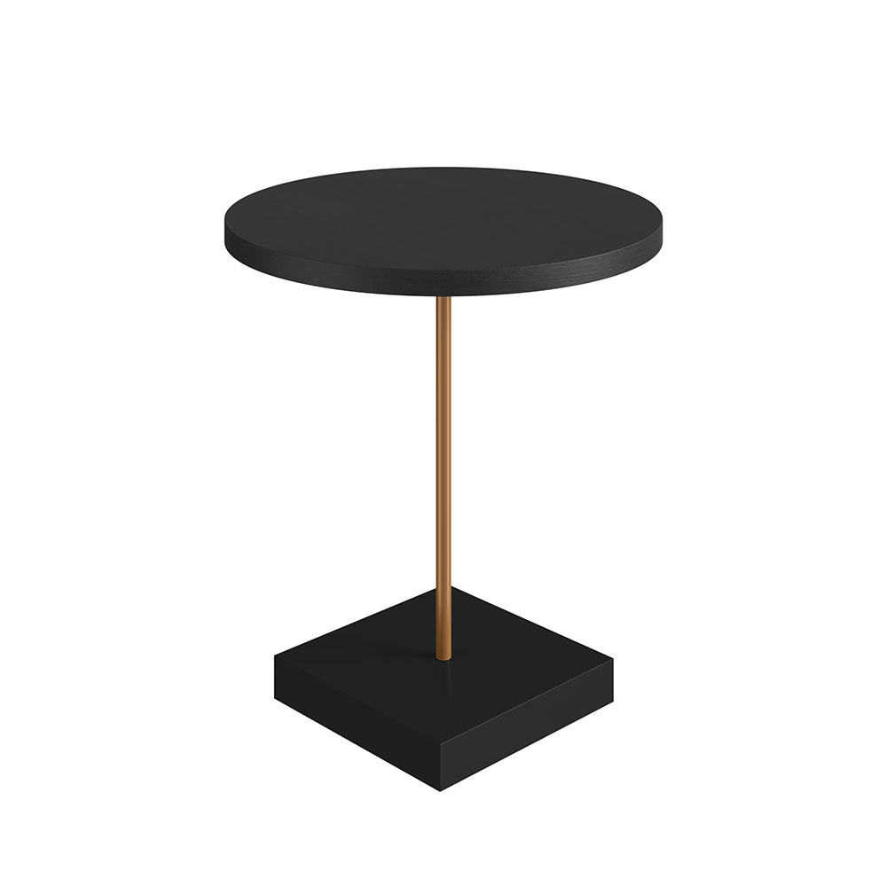Mesa Lateral Redonda Complementos Nero e Dourada 52x45 cm
