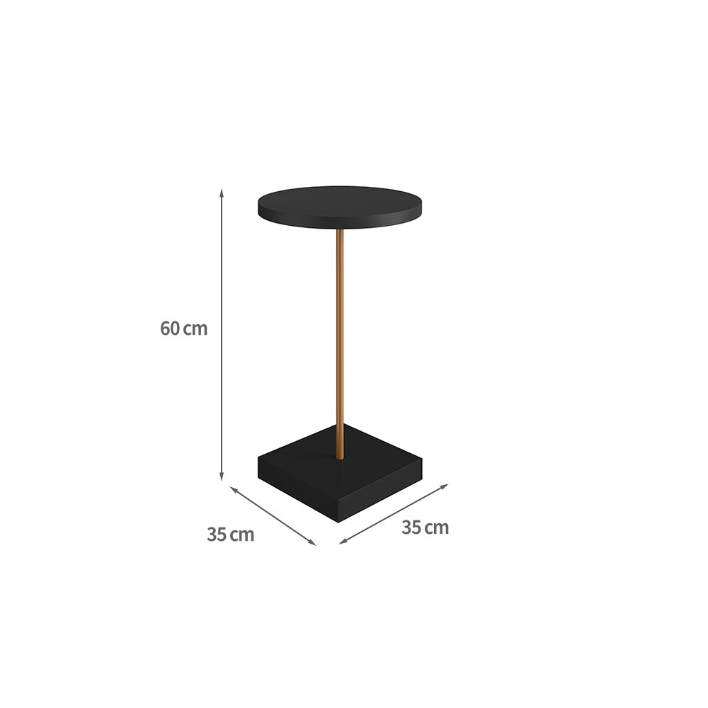Mesa Lateral Redonda Complementos Nero e Dourada 60x35 cm
