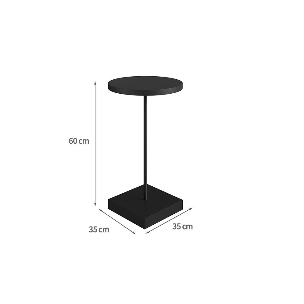 Mesa Lateral Redonda Complementos Nero e Preta 60x35 cm