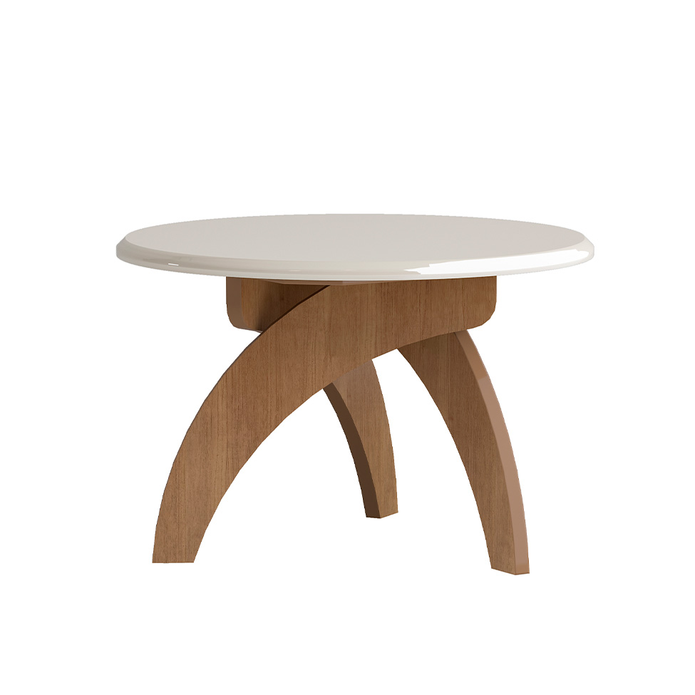 Mesa Lateral Redonda Jade Cinamomo e Off White 47 cm