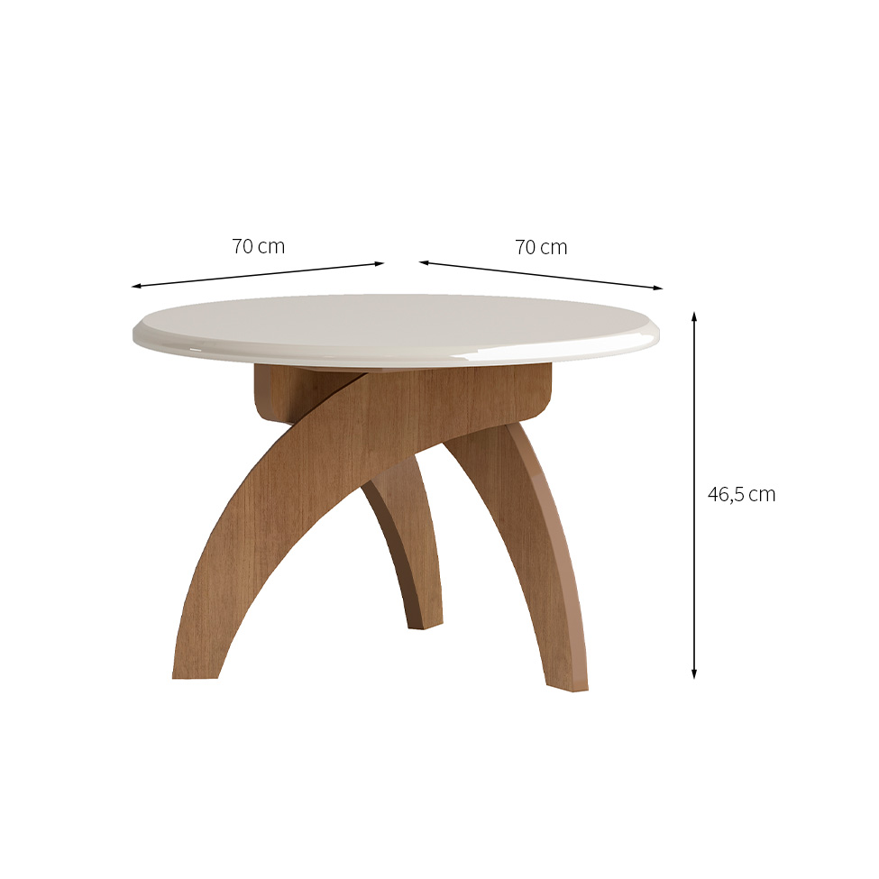 Mesa Lateral Redonda Jade Cinamomo e Off White 47 cm