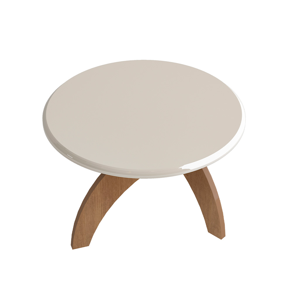 Mesa Lateral Redonda Jade Cinamomo e Off White 47 cm