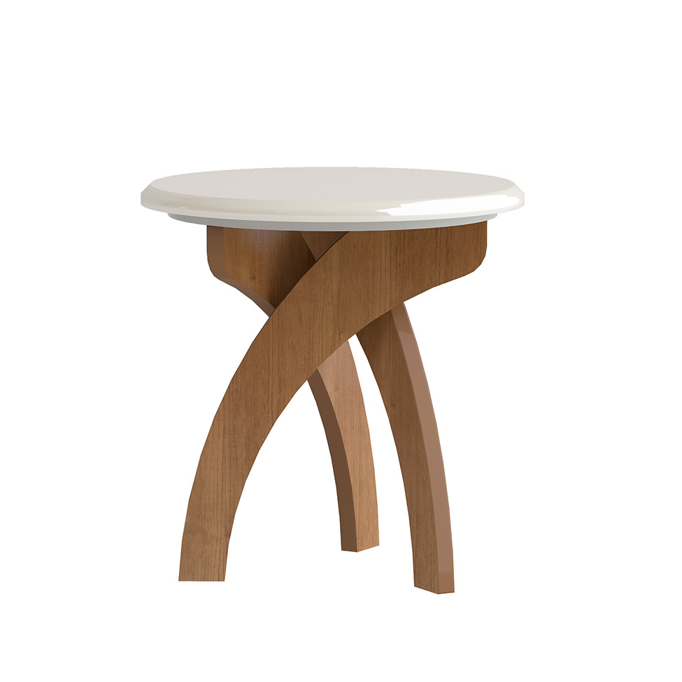 Mesa Lateral Redonda Jade Cinamomo e Off White 52 cm