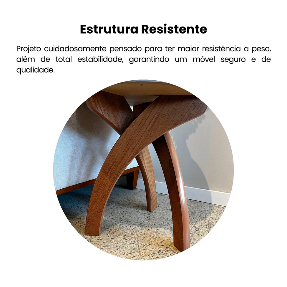 Mesa Lateral Redonda Jade Cinamomo e Off White 52 cm